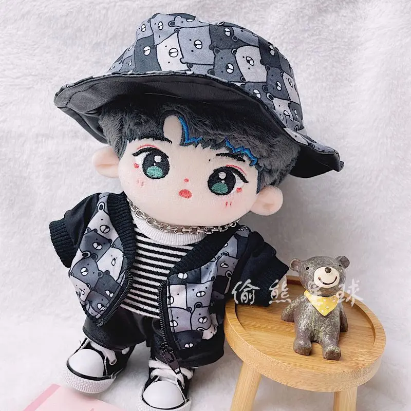 PU Leather Jacket Plush Doll's Clothes T-shirt OverallsOutfit for 20cm Idol Dolls Fashion Clothing Kids Gift