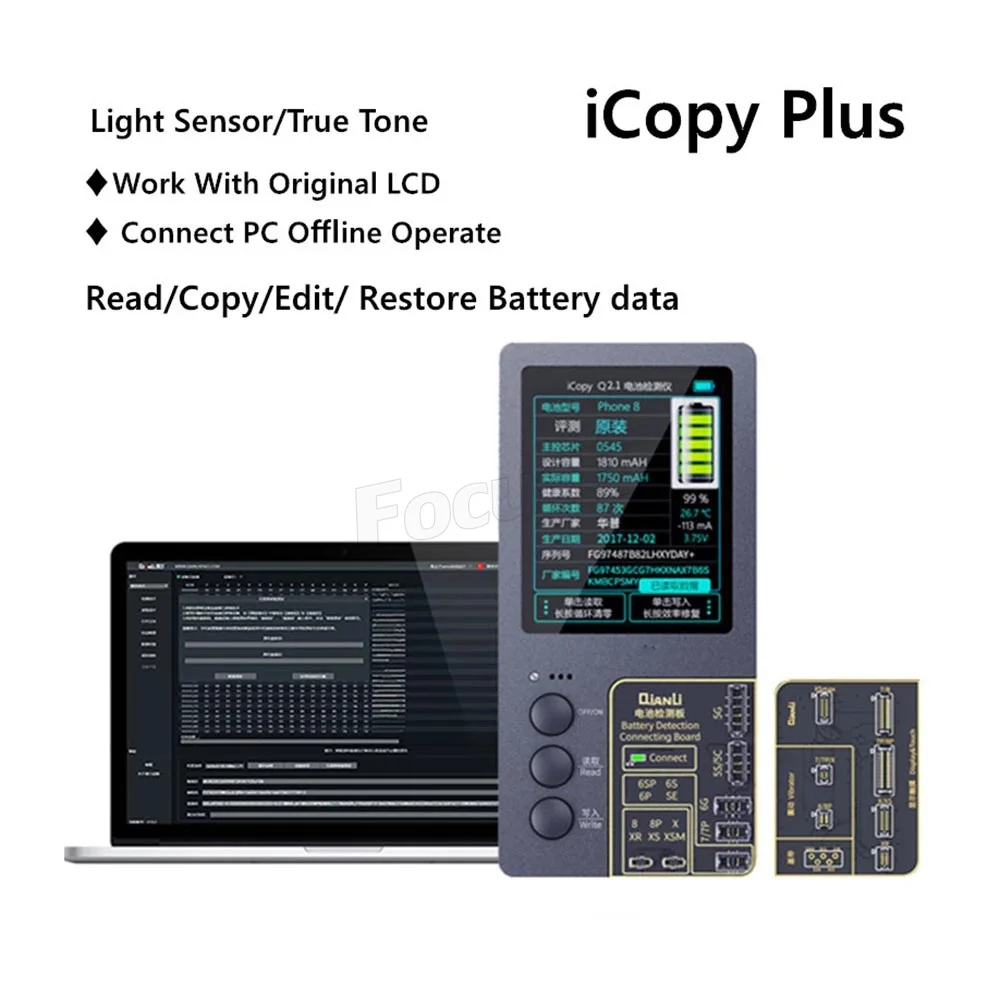 Qianli iCopy Plus 2.2 LCD True Tone sensore di luce riparazione batteria per X XS 11 12 13 14 Pro Max vibratore programmatore di recupero EEPROM