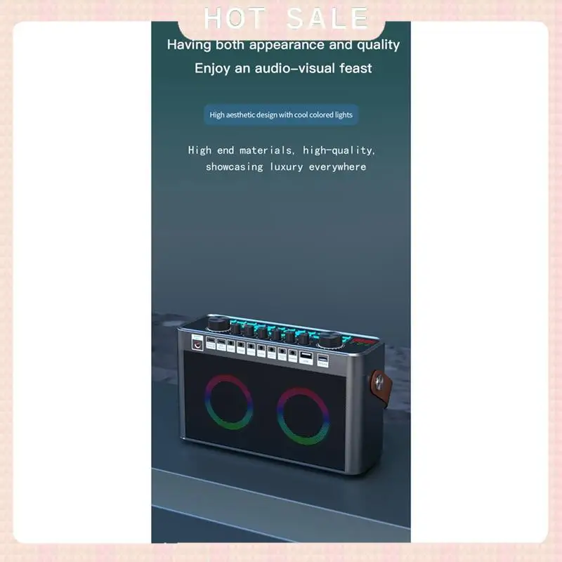 24-Hour Delivery 2 Wireless Microphones Karaoke Portable BT Wireless Sound Card Speaker RGB Sound Integrated Machine Home KTV