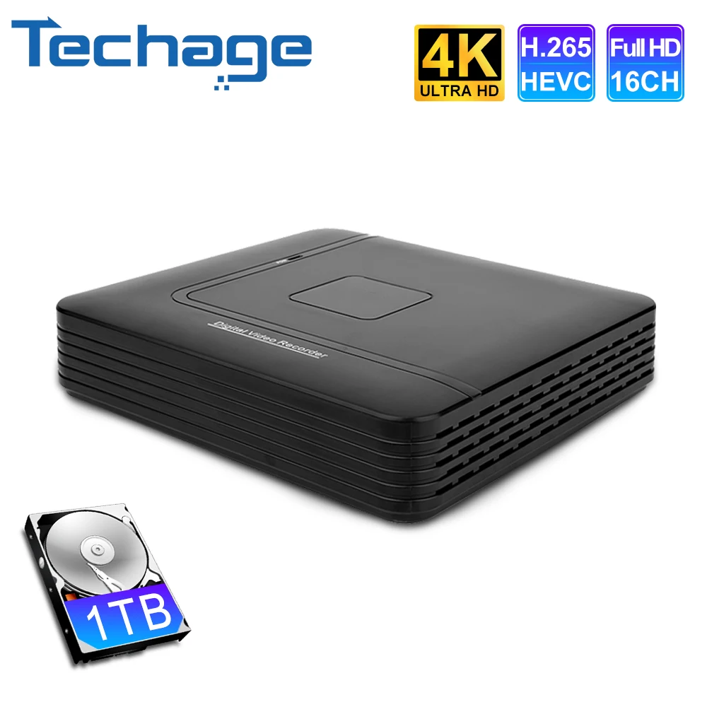 Techage H.265 16CH 8MP Mini CCTV NVR Ultra HD 4K/5MP/4MP/3MP Motion Detect Video Recorder P2P For IP Camera Security System