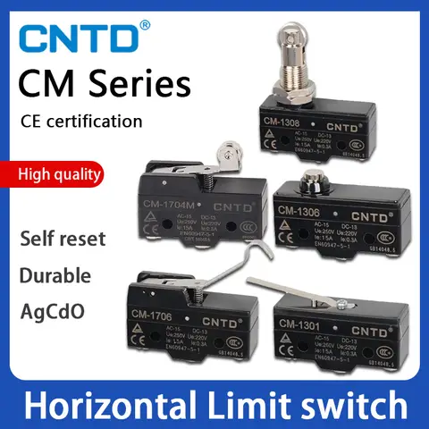 CNTD CM series Horizontal Limit Switch CM-1306 CM-1307 CM-1308 CM-1309 CM-1701 CM-1703 CM-1704 Micro Switch AgCdO 15A 250VAC