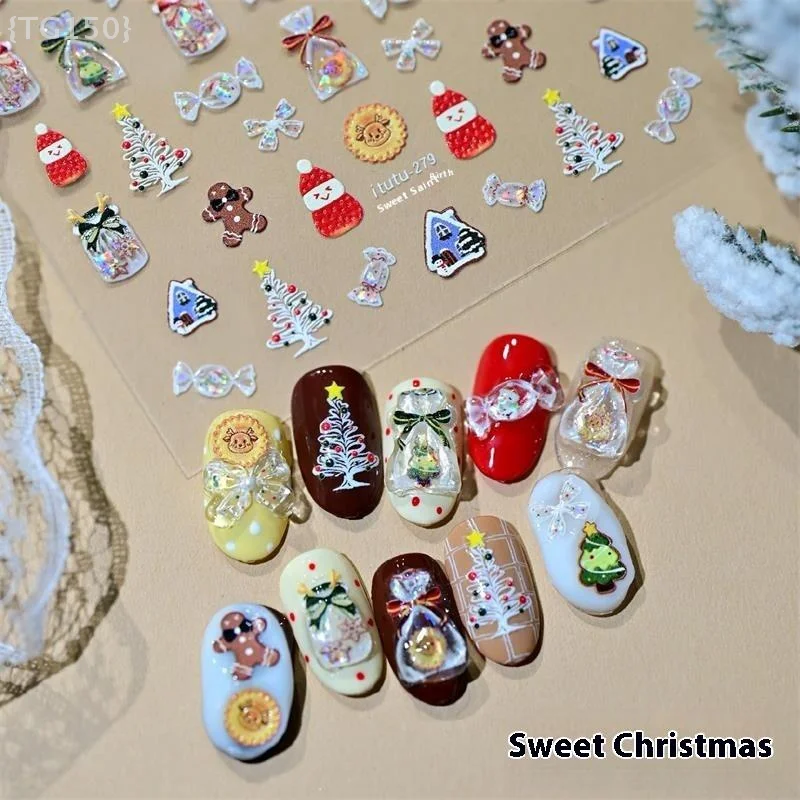 1 قطعة لطيف عيد الميلاد ثلج مسمار الفن ملصقات، قذيفة ضوء تنقش الطباعة لتزيين الأظافر والهدايا #4