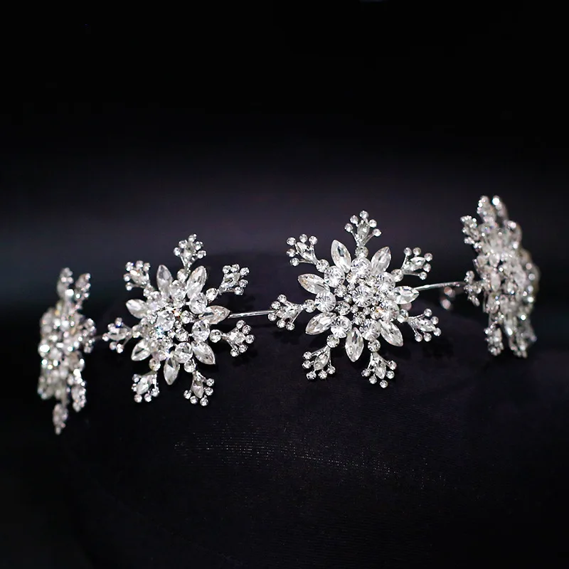 Elegant Bride's Wedding Headdress Shiny Hair Hoop Sweet Snowflake Korean Style Wedding Dress Main Style Headdress Accessories image 4