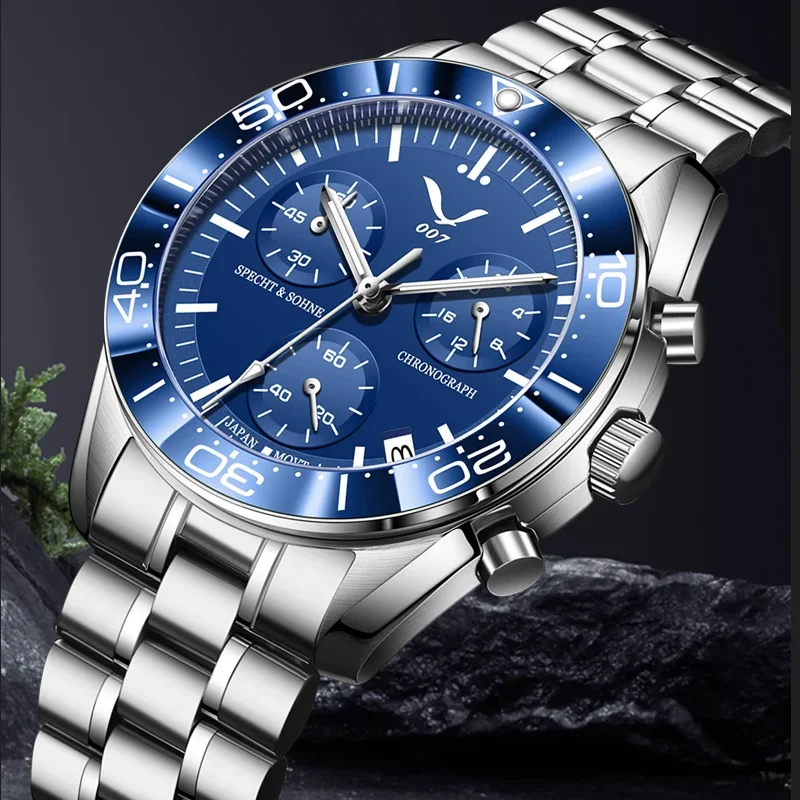 Specht&Sohne New Fashion Explore Planet Moon Watch Earth Mars Watches Japan VK68 Chronograph Quartz Wristwatch 50M Waterproof