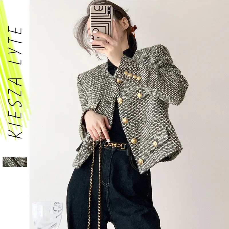 

Runway Designer Tweed Jacket Autumn Spring 2024 New Korean Elegant French Short Jacket Outerwear Female