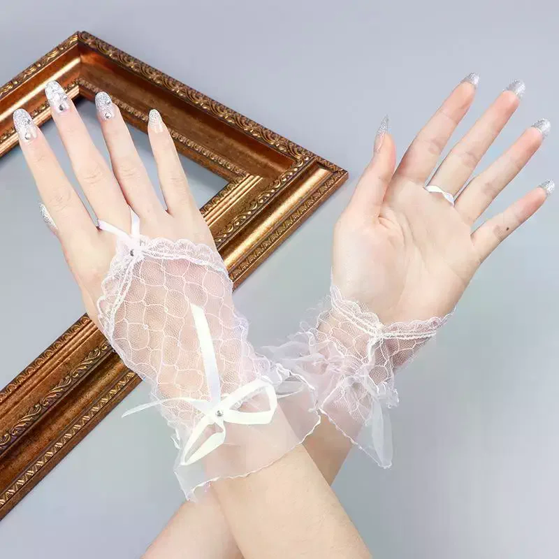 1 زوج زينة الأظافر لمسمار الفن الدانتيل وهمية مطوي الكفة مانيكير التصوير الدعائم الأكمام وهمية الأظافر اكسسوارات الإمدادات