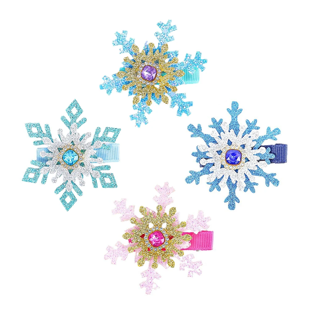 

4 Pcs Hair Clips Snowflake Design Toddler Accessories Durable Alloy Snowflake Bow Hair Clip Christmas Bows Hairpins