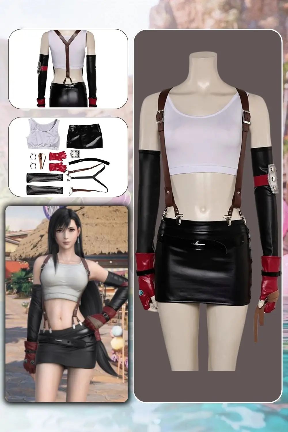 Final Fantasy 7 Tifa Cosplay Swimsuit Fantasy Summer Beach Bikini Disguise Female Women Adult Costume Halloween Carnival Suit