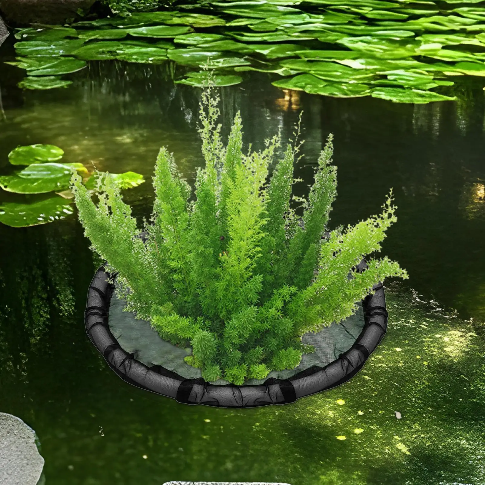 Floating Pond Corral Plant Protector Fine Mesh Floating Corral 17.7inch Netting Planter with Fine Mesh for Water Features Garden