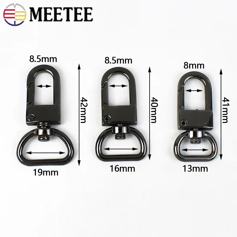 5/10Pcs Meetee 13/16/19mm Metal D Tail Buckle for Bag Strap Handbag Swivel Lobster Clasp KeyChain Snap Hook Hardware Accessories