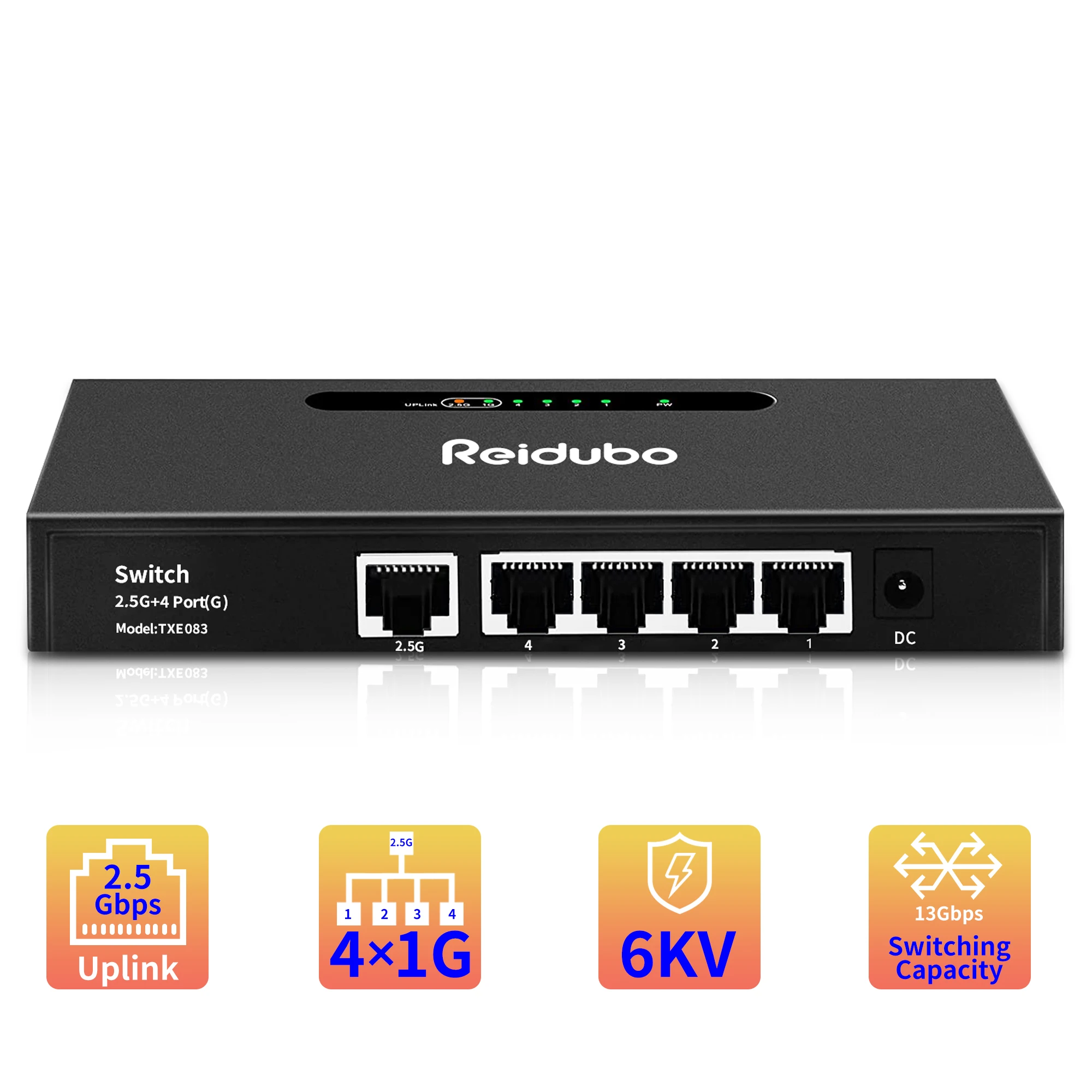 uplink ethernet splitter interruptor de hub de rede multi gigabit em casa porta desbloqueada 25g 4x1000mbps 01