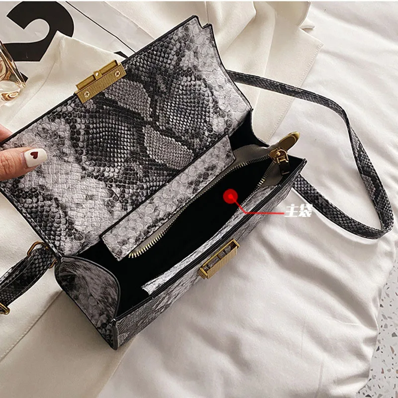 Snakeskin Pattern Luxury Woman Bag 2023 Women Brand Pu Leather Square Messenger Brand Female Totes Crossbody Shoulder Bags