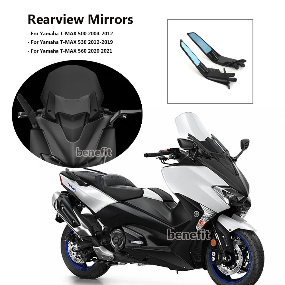 Motorcycle Rearview Rear View Mirrors Glass Back Side Mirror Kit Rotatable For YAMAHA T-MAX 560 TMAX 500 530 T-MAX530 T-max500