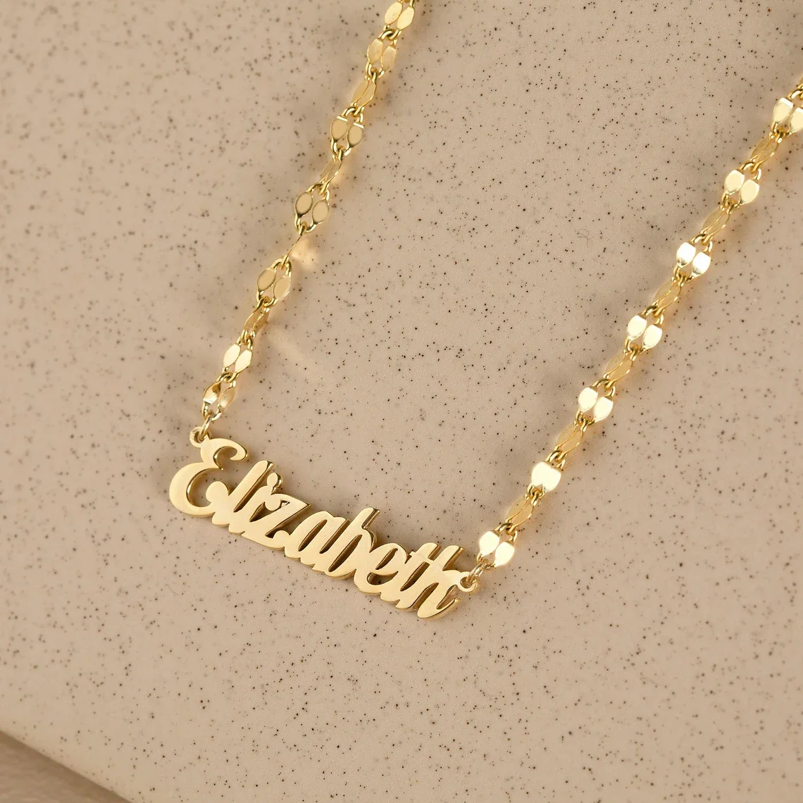 

Personalised Gold Name Necklace with Lip chain Custom Name Necklace Handmade Jewelry Personalised Birthday Gift for Her Mom