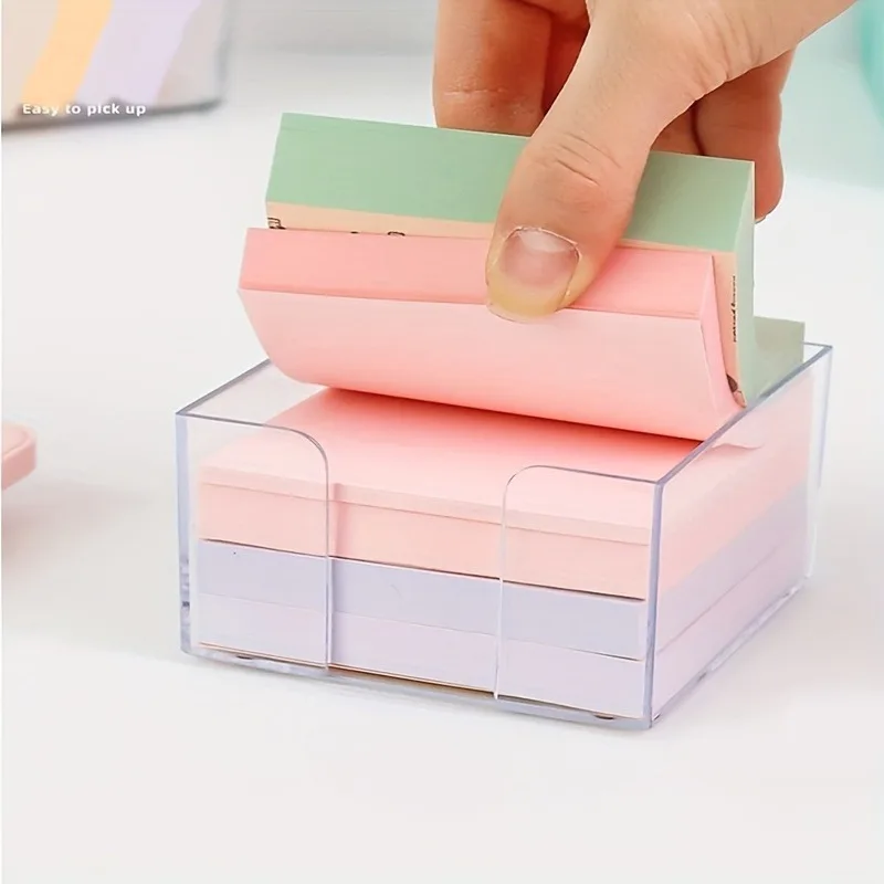 1pc  Desktop Sticky Note Storage Box, Stationery Hand Account Acrylic Storage Box, Desktop Finishing Box, Office Supplies