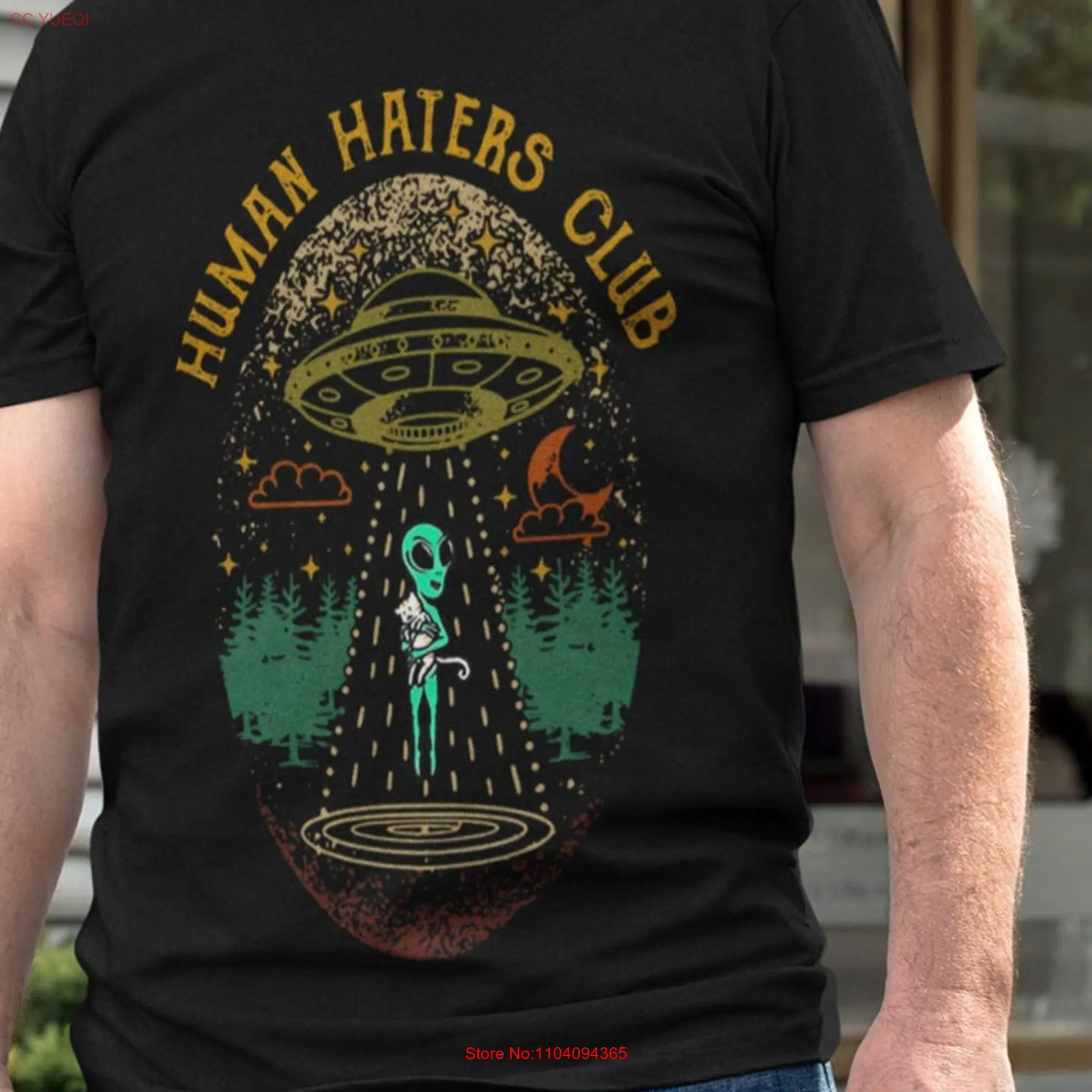 The Alien's Club for Human Haters and Cat Lovers t shirt Christmas Extraterrestrial Life long or short sleeves