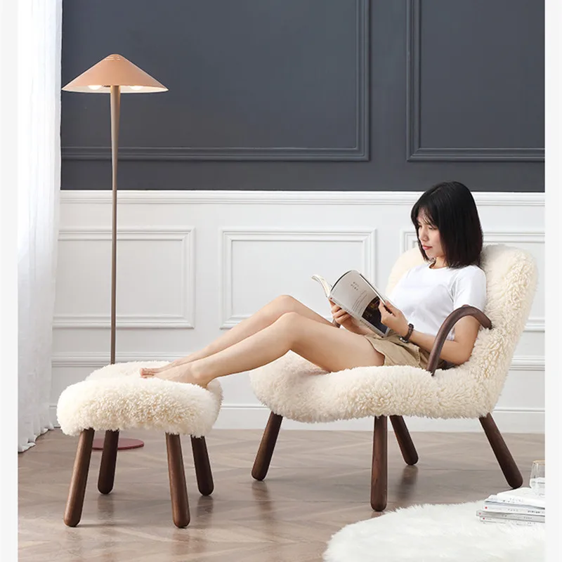 Wuli único sofá cadeira de madeira maciça cadeira preguiçoso simples casa quarto ficar designer lazer cadeira acento cadeira do quarto cadeira