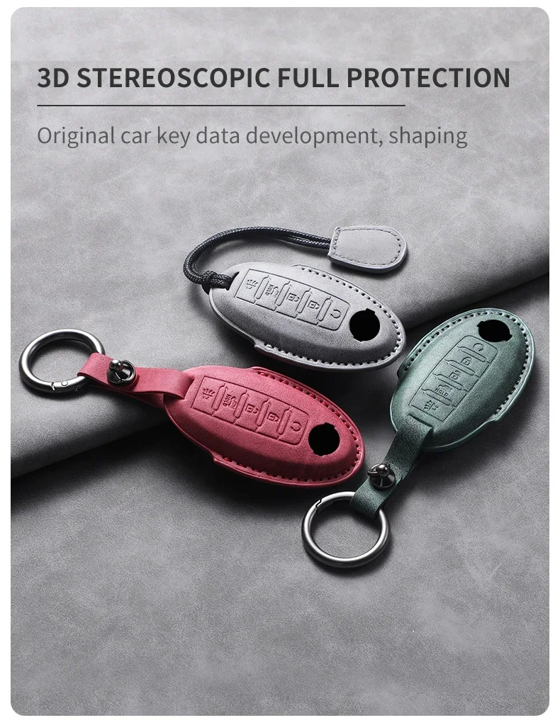 5 Knöpfe Leder Auto Schlüssel etui Abdeckung Shell für Nissan Teana X-Trail Qashqai Sylphy Auto Schlüssel Schutzhülle für Infiniti – Detail 5