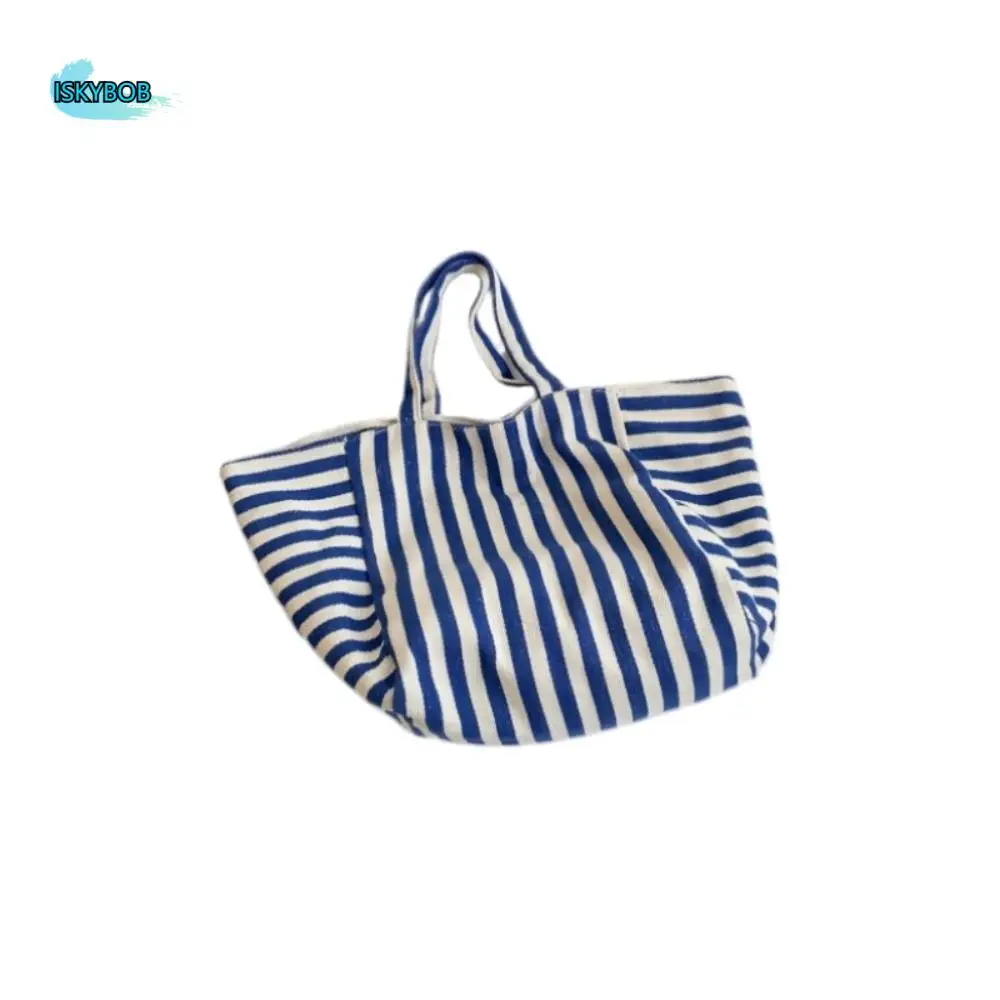 

Casual Canvas Stripe Underarm Bag Shopping Bag Shoulder Pouch Felt Handbag Large Capacity Black/Blue/Red Tote Bag Travel