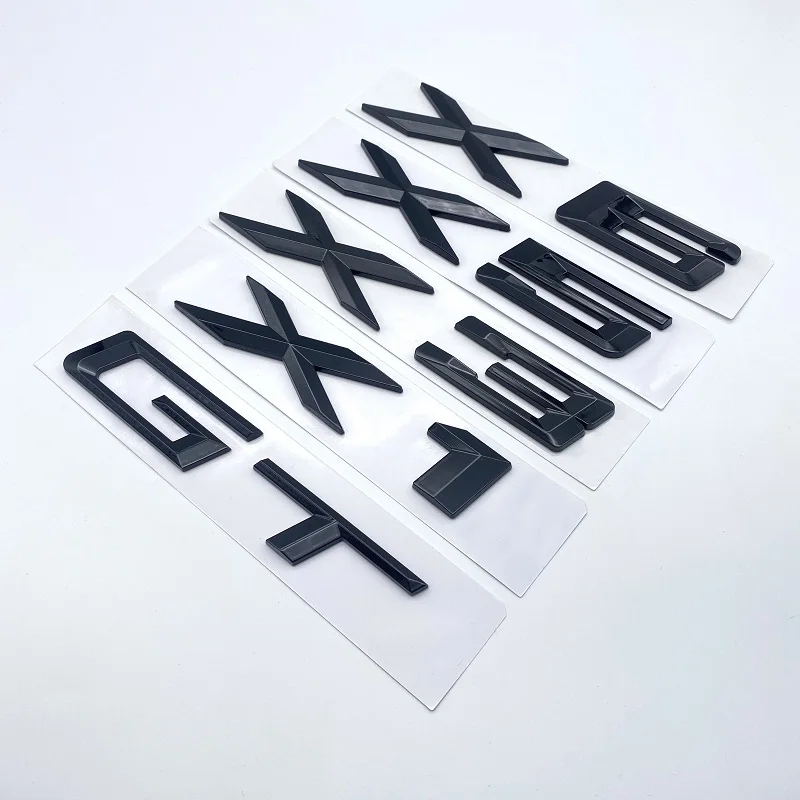 New Small GT X1 X3 X4 X5 X6 X7 ABS Emblem for BMW E36 E39 E70 E90 F10 F30 Car Trunk Nameplate Logo Sticker Chrome Glossy Black