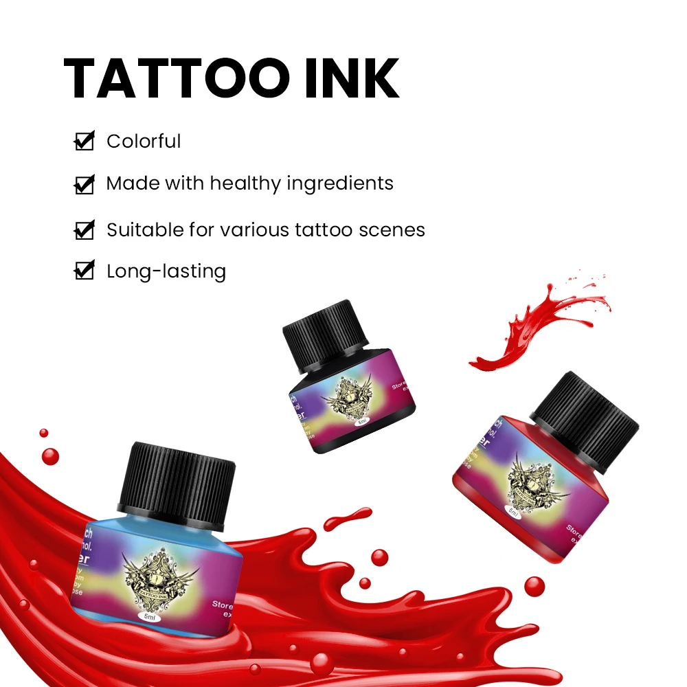 PHOENIXY-Tinta de Tatuagem Permanente, Body Art Pigment Set, Suprimentos de Beleza e Maquiagem, Suprimentos Profissionais, 5ml, 4 Pcs, 6 Pcs, 10 Pcs, 20Pcs por Conjunto