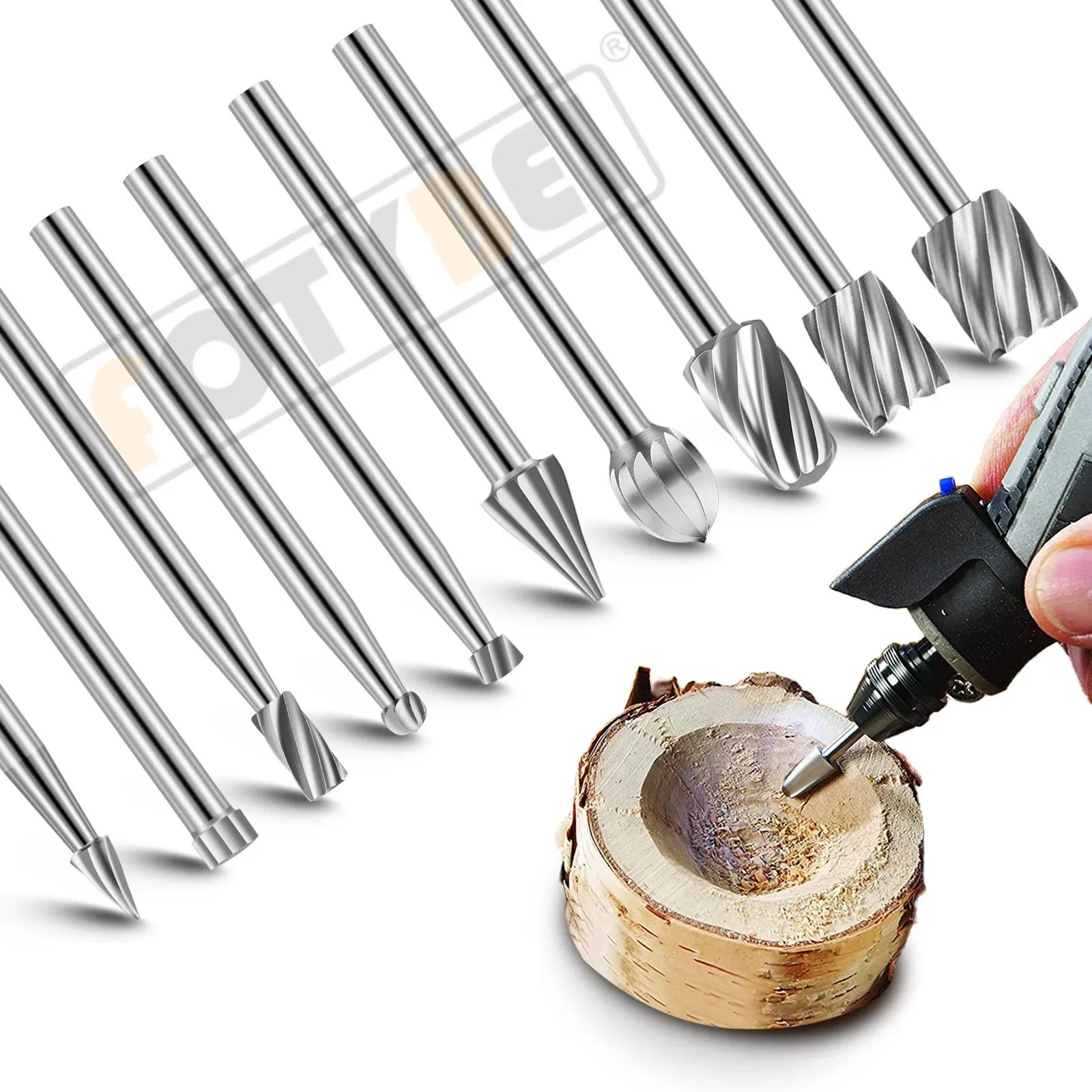 

10pcs Rotary Files Set Metal Milling Cutters Rat-tail Hard Steel Rotary Files for Woodworking Compatible with Woodworking Tools