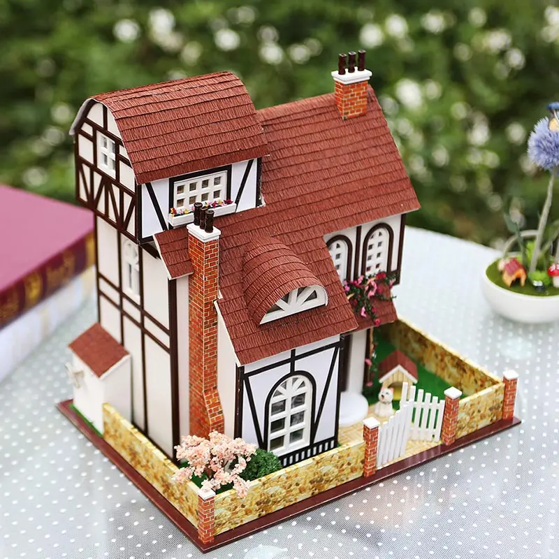 DIY Wooden Doll House Kits Miniature With Furniture Flower Town Loft Casa Villa Dollhouse Toys For Grown-up Girls Christmas Gift