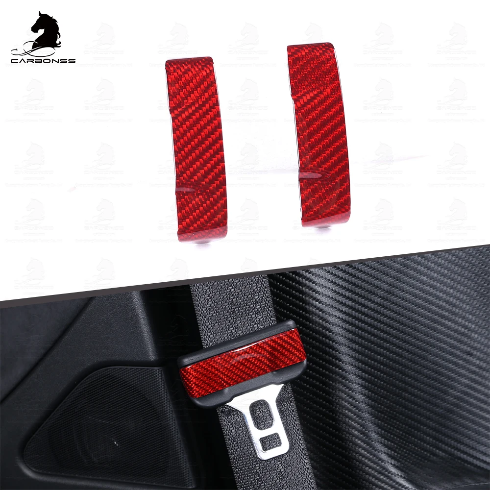 

Hign Quality Interior Part Seat Belt Cover 2 Pcs Dry Carbon Fiber for Tesla Model 3