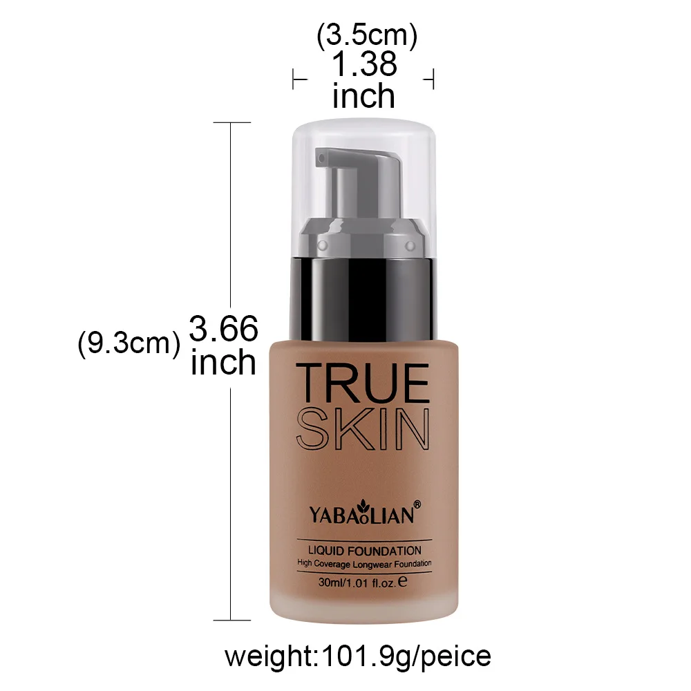 ブラウンフェイスベースリキッドファンデーションメイクアップコンシーラー防水明るく美白長期持続BBクリーム化粧品30mlカバー力