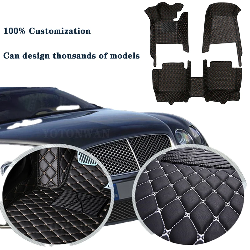 

YOTONWAN High-Quality Leather Custom Car Floor Mat For Bentley Bentayga 4 Seat 2015-2020 Year Interior Details Car Accessories