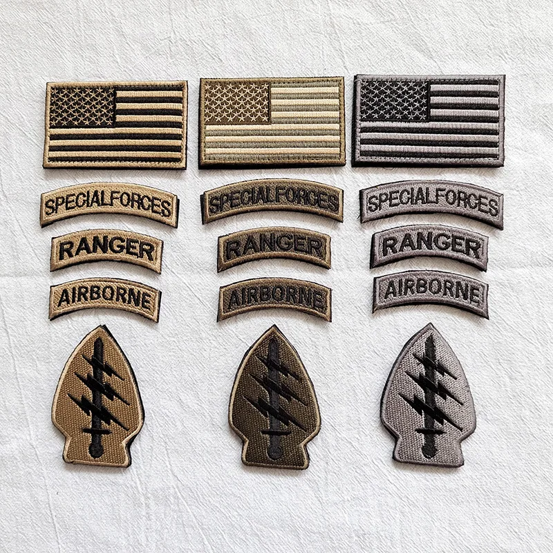 5pcs Set US Flag Embroidery patch Military fan Hook Loop armband Tactical Patches for Backpack