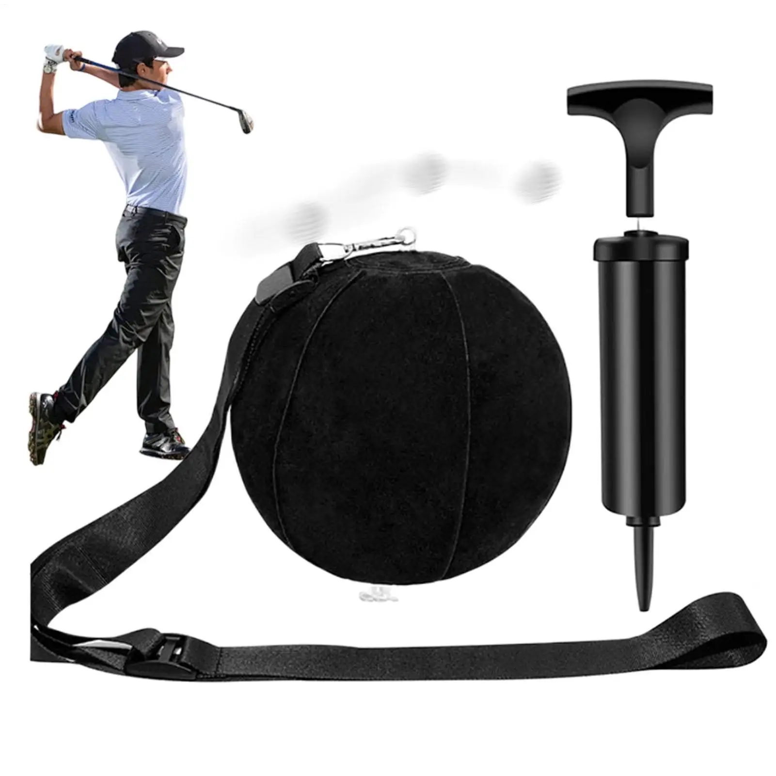 

Тренажер для гольфа с надувным тренировочным мячом и регулируемой веревкой — средство для коррекции качелей в помещении и на открытом воздухе для мужчин, женщин, начинающих