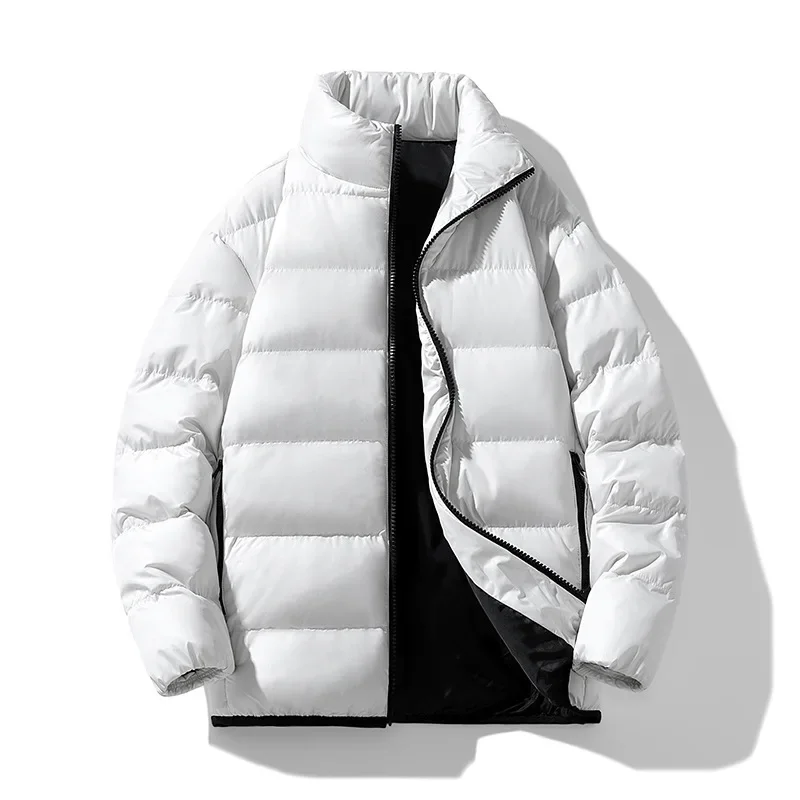 Новые модные парки с американскими кошками, зимние мужские однотонные утепленные бархатные повседневные модные простые куртки на молнии с воротником-стойкой