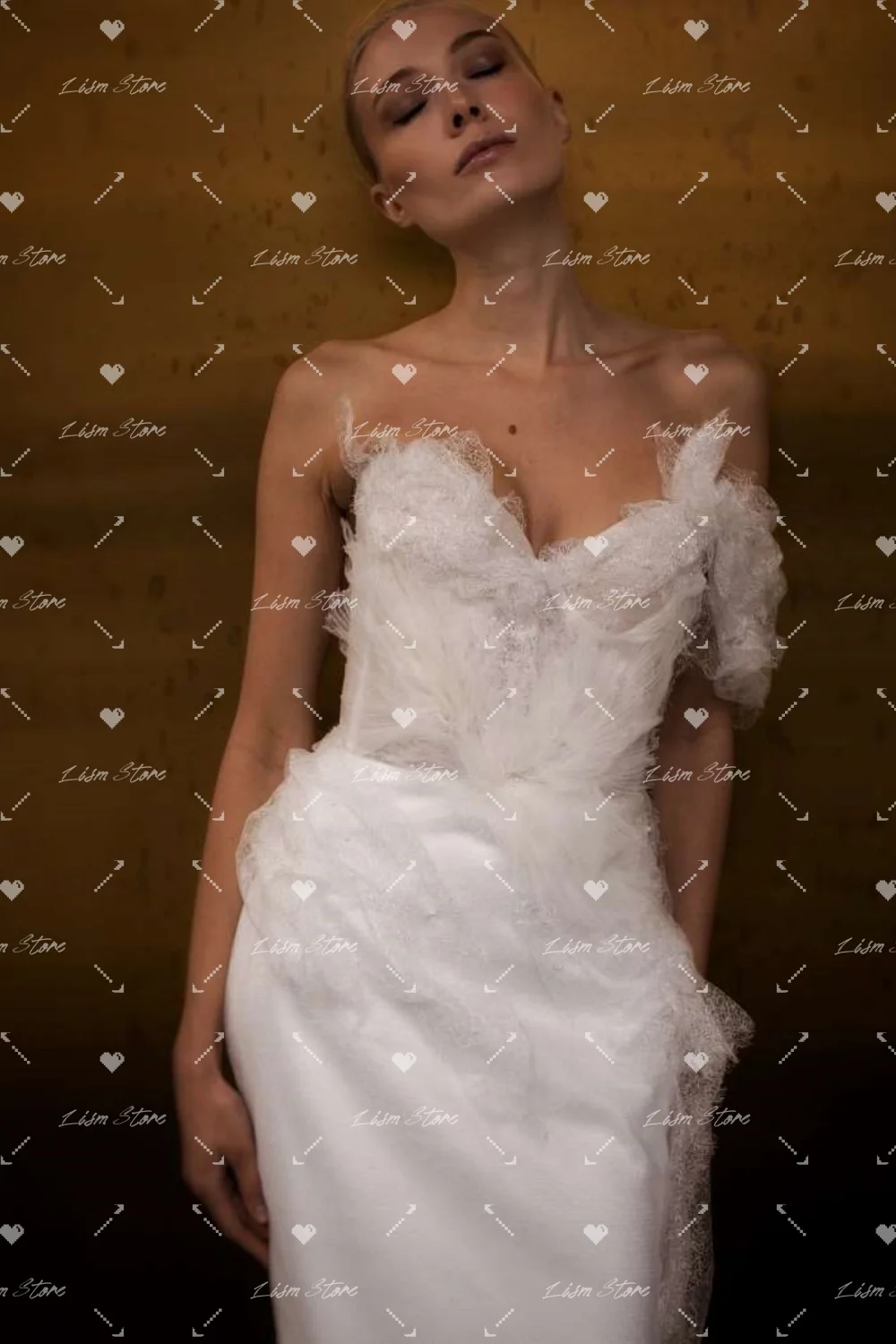 Lism Elegant V-Neck Wedding Dress One-Shoulder Sleeveless A-line Sweep Train Robe De Mariée Wedding Dresses For Woman Customized