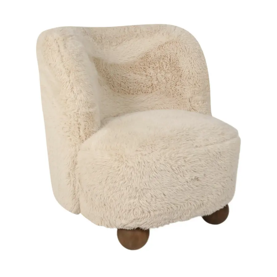 

#Modern Elegance Home Furniture Cozy Faux Fur Barrel Accent Chair Living Room Wooden Ball Foot Single Sofa Chairs for Reading