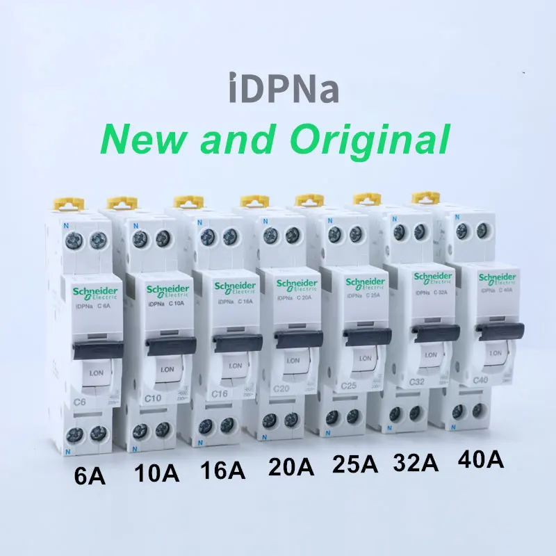 Schneider Electric Acti 9 iDPN 1P+N Miniature Circuit Breaker C Curve 6A 10A 16A 20A 25A 32A 40A iDPNa MCB Air Switch