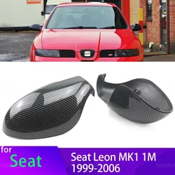 Carbon fiber pattern mirror cover Black mirror cover for Seat Leon MK1 1M 1999-2006 Replacement style Car view Mirror Cover
