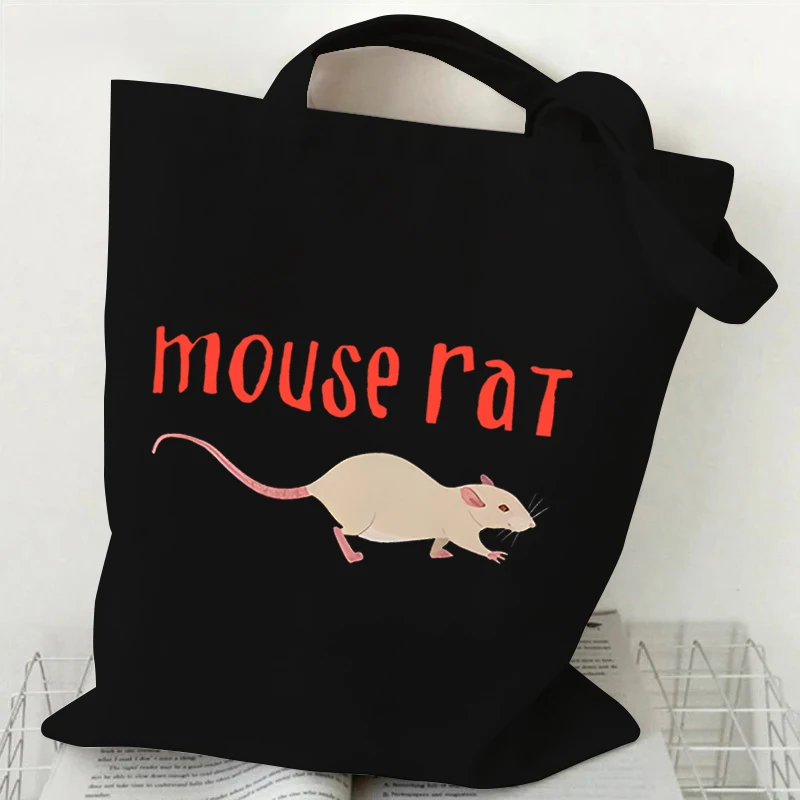 Rat Ladies Shopping Bags Canvas Eco Reusable Tote Bags Cartoon Animal Rat Shoulder Bag Vintage Helicopter&city Women\'s Handbags