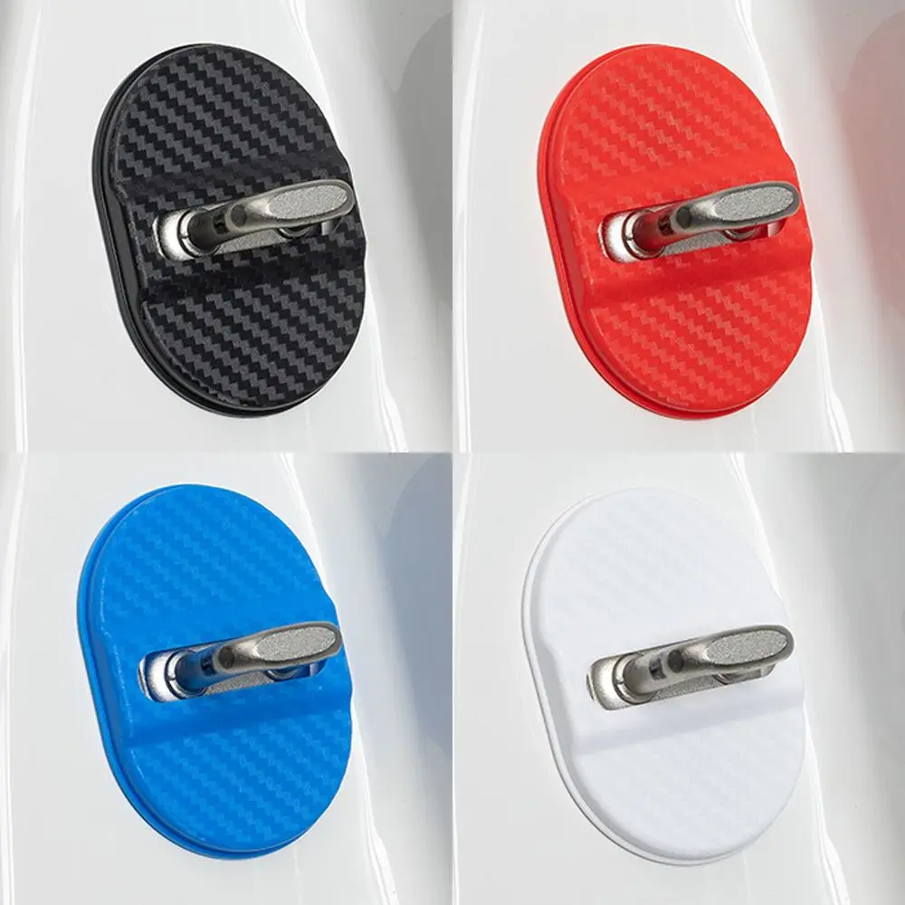 4 Pcs Universal Car Door Lock Protective Cover Plastic Self-adhesive Car Decorative Accessories Car Door Cushion Pad