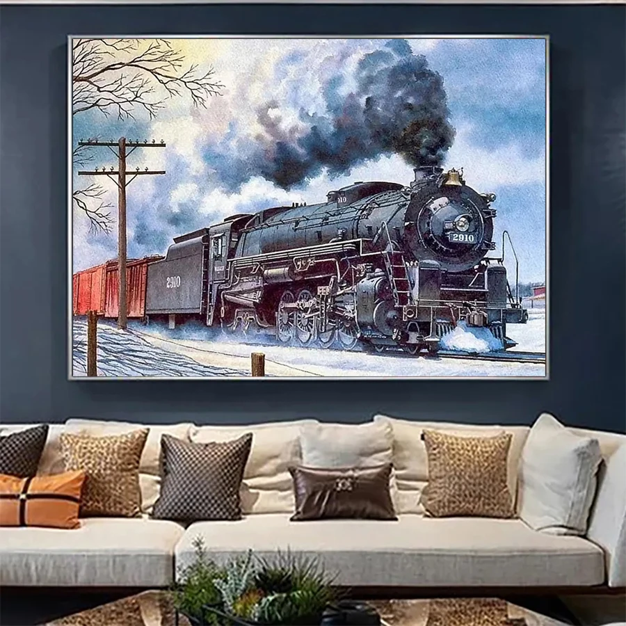 

Полный комплект алмазной живописи, новое современное искусство, природный пейзаж, паровой поезд, мозаика, картина, алмазная вышивка, домашний декор