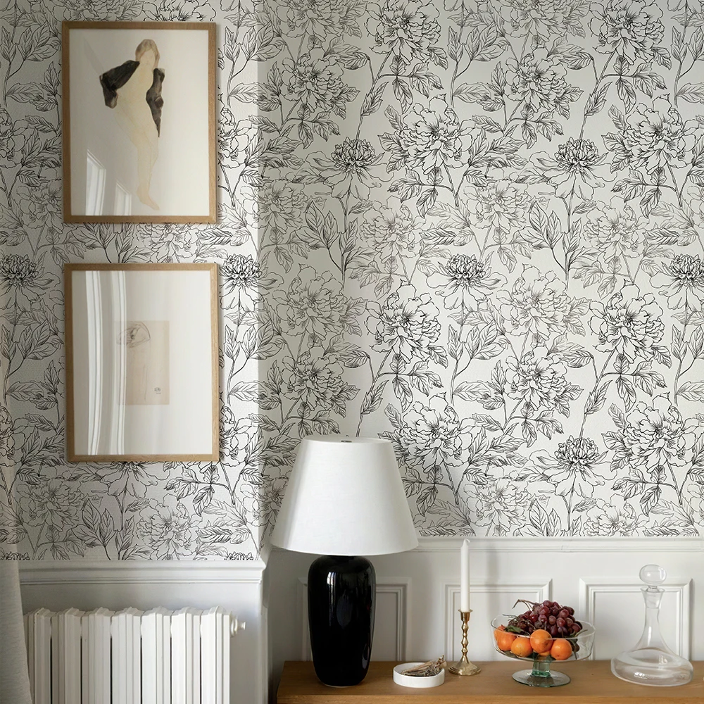 Modern Simple Floral Wallpaper Waterproof Wear Resistant Wall Sticker Self Adhesive Removable Home Decoration Wall Paper Sticker
