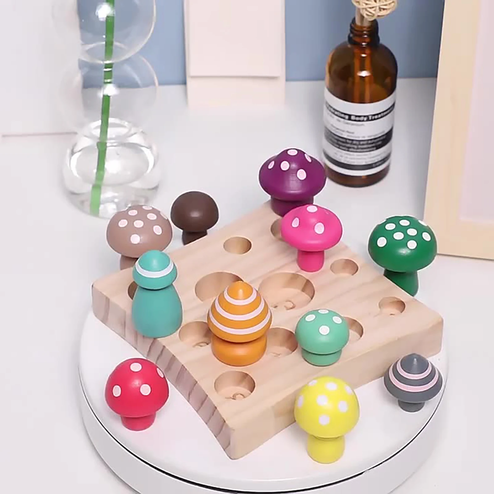 デジタルカウントキノコのおもちゃ木製子供用カウントおもちゃ楽しい数字認知ゲームデジタルパズル認知玩具