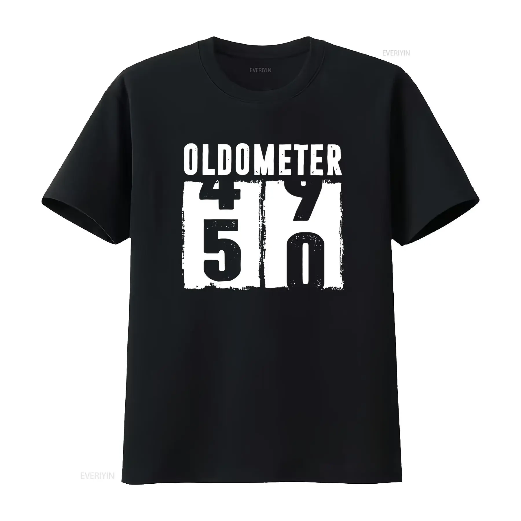 Oldometer 50 T Shirt 50th Birthday Turning Party Funny Casual Crew Neck Slight Stretch Fabric Regular Fit Print Pattern
