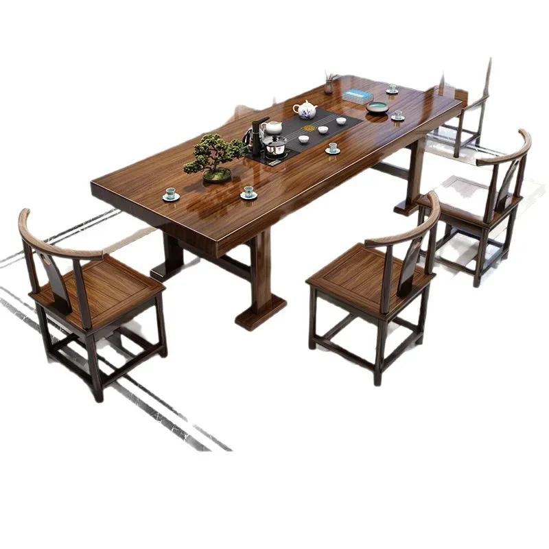 

Solid wood, log, tea table and chairs, combination, new Chinese style, coffee table, office, household,