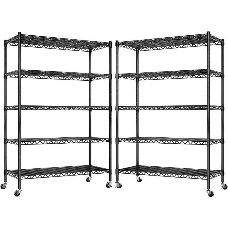 

REIBII 73''H Wire Shelving Rack 5-Tier Metal Shelving Unit Loads 1780LBS Adjustable Garage Shelving Heavy Duty Storage Shelves