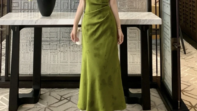 Elegant Vintage jacquard ซาตินแขนสั้น Chic พิมพ์ fairycore Slim ชุดราตรียาว High Street Plus ขนาดเสื้อผ้า