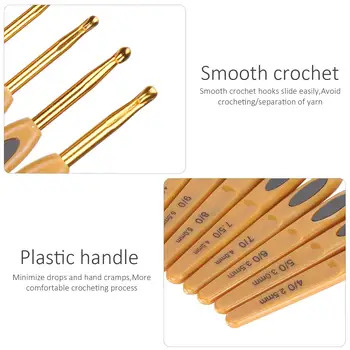 8件套鉤針編織工具鋁製人體工學毛衣針棕色塑膠手柄人體工學鉤針毛衣針 6 最佳銷售 鉤針編織 - №2