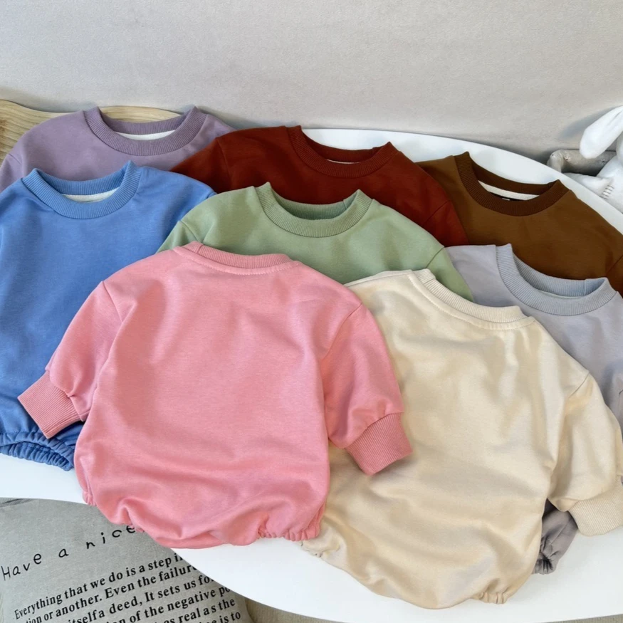 

Onesie 2025 Autumn and Winter New Childrens Clothing Korean Boys and Girls Fashion Pure Color Simple Fart Clothes Casual Daily