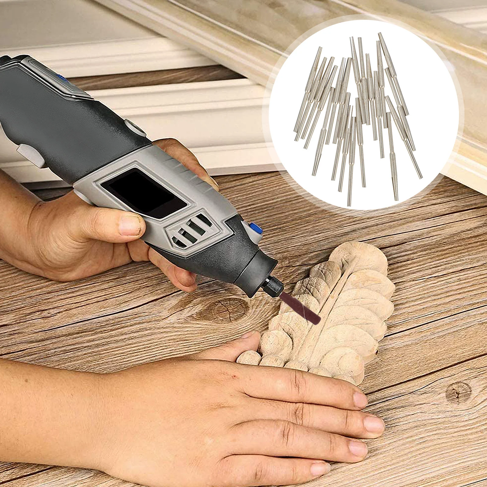 20 قطعة قضيب الصنفرة حامل ورق الصنفرة كليب 2.35 مللي متر عرقوب مادة حديدية قوية لتلميع الأوراق أداة الملحقات الكهربائية