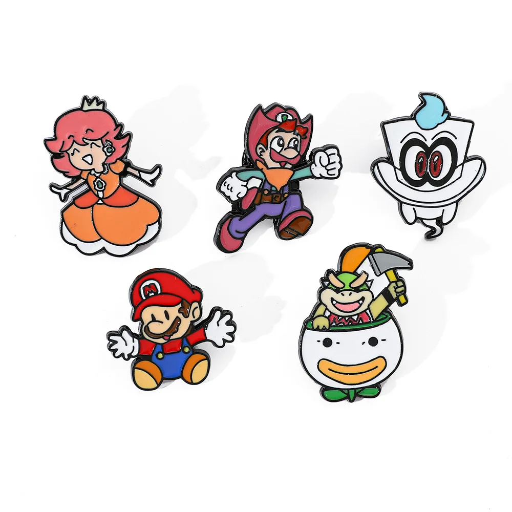 

1 Set Japanese Cartoon Cute Creative Mario Brooch Super Mario Metal Badge Pin Accessory Personalized Gifts Y2k Fashion Toys